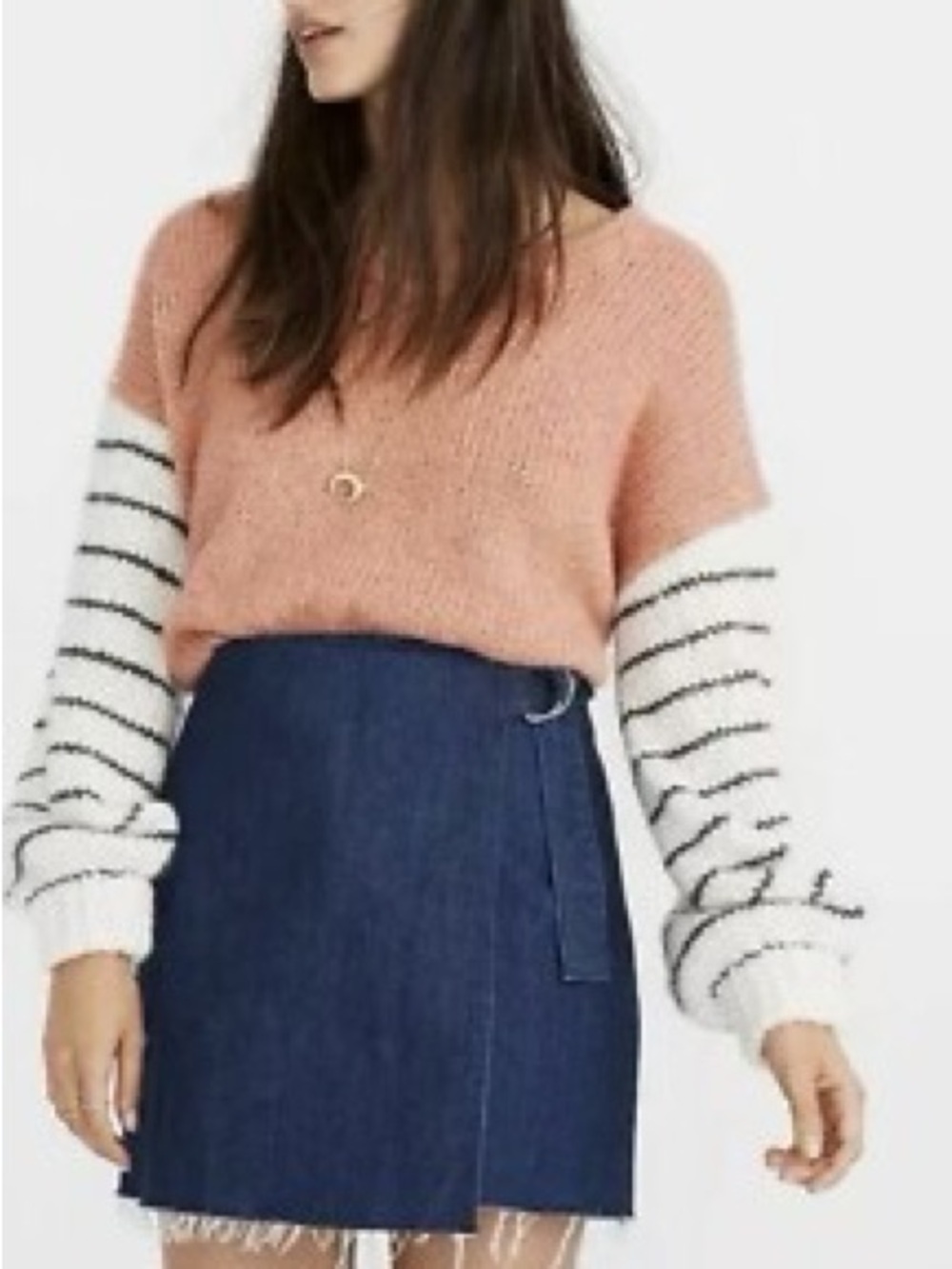 NWOT Madewell Denim Raw-Hem Mini Wrap Skirt Blue Size 0 K2659